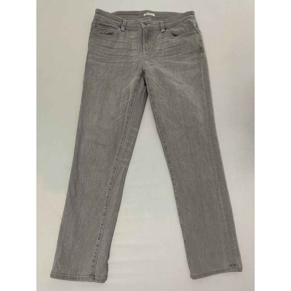 Eileen Fisher Jeans Size 4 Straight Organic Cotton Stretch Light Gray USA Made‎